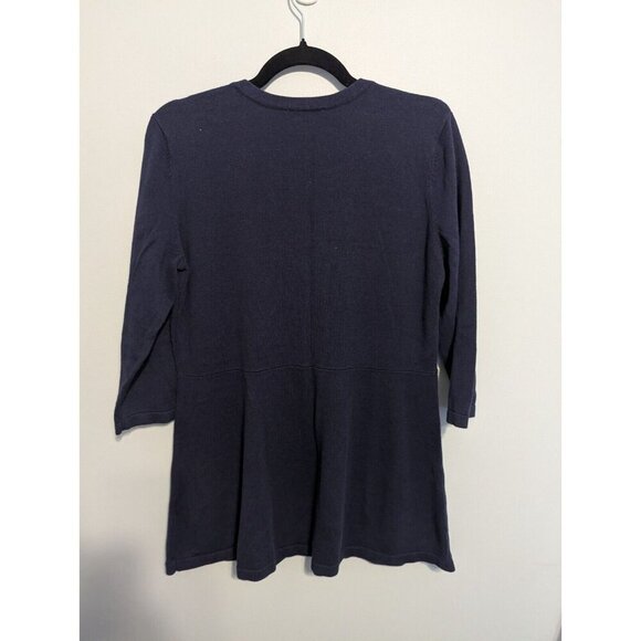 Isaac Mizrahi Live Essentials Open Front Knit Cardigan Sweaters Medium Navy Blue - Picture 4 of 7
